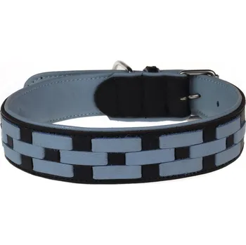 Obojek pro psa animALL Obojek kožený, černý/modrý 60 cm/40 mm