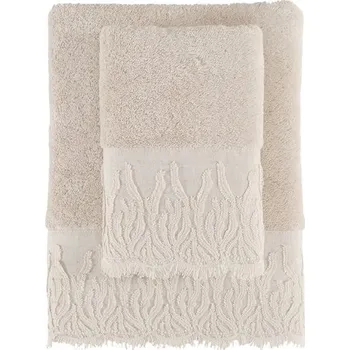 Osuška Soft Cotton Maya Osuška s krajkou 85 × 150 cm, sv. béžová