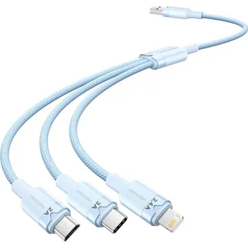 Datový kabel Kabel USB 2.0 A na 3v1 3A Vention CTPLG 1,5M (modrý)