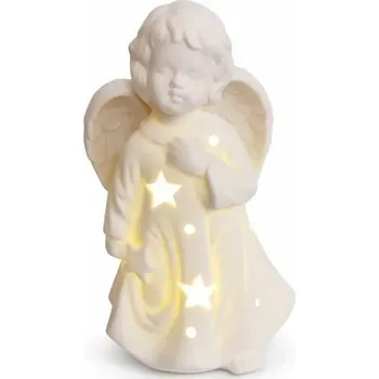 Velikonoční dekorace DECOLED LED svítící andílek keramický 9,3 × 7,6 × 14,9 cm, teple bílá, 3× LR44