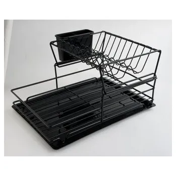 Organizace kuchyně Odkapávač na nádobí dvě patra černý