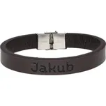 Ewena Kožený náramek hnědý se jménem Jakub