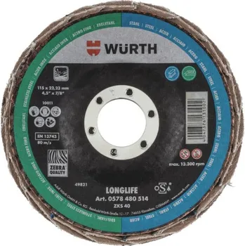 Brusný kotouč WÜRTH Lamelový brusný kotouč Longlife 115mm, G40