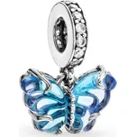 PANDORA Motýl z modrého skla Murano 792698C01 (Ag 925/1000, 1,7 g)