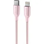 Swissten datový kabel Textile II USB-C / Lightning 1.5m růžový