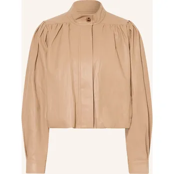 Dámská halenka Mrs & Hugs Dámská Bunda V Koženém Vzhledu, béžová, 40