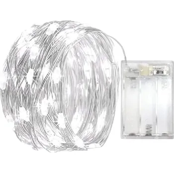 Vánoce Vánoční mikro řetěz na baterie 5 m 50 LED s časovačem, studená bílá