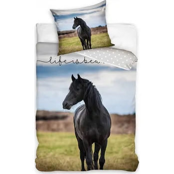 Povlečení TipTrade Bavlněné povlečení 140x200 + 70x90 cm - Černý mustang