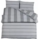 Shumee Sada ložního prádla 1+1 šedá 140 × 200 cm bavlna, pruhy, polštář 50 × 75 cm