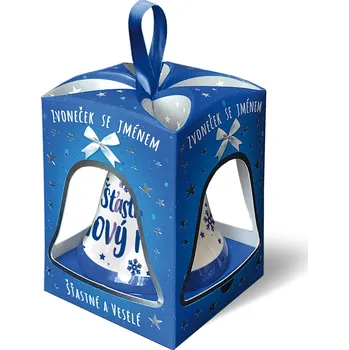 Bytová dekorace Nekupto Vánoční zvonek s potiskem Šťastný nový rok