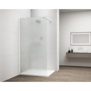 Erga Paris, sprchová zástěna Walk-In 90x200 cm, 8mm sklo námraza, bílý profil, ERG-V02-PARIS-090x200-FR-WH