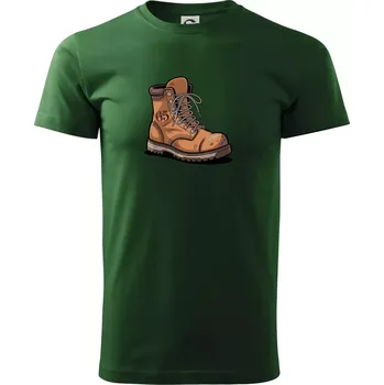 Pánské tričko Turistická narozeninová bota 65 - Triko extra velké (5-8XL) - 7XL ( Lahvově zelená )