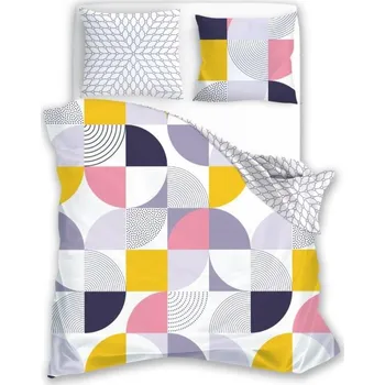 Povlečení FARO Bavlněný satén 140 × 200, 70 × 90, geometrické tvary barevné 08