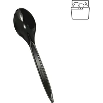 Příbor Bittner Lžíce plastová 18 cm černá znovupoužitelná, 100 ks