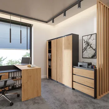 Policová skříň CASARREDO Vysoká policová skříň HEMN RS-80, antracit / dub Artisan