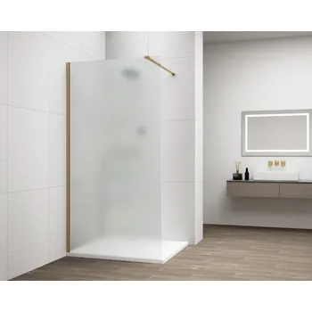 Erga Paris, sprchová zástěna Walk-In 110x200 cm, 8mm sklo námraza, zlatý lesklý profil, ERG-V02-PARIS-110x200-FR-GD