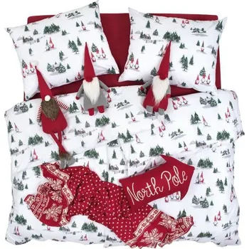 Povlečení SCANquilt povlečení KLASIK lesní elfi, bílozelenočervené 140 × 200/70 × 90 cm