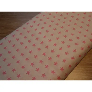 Pro útulný domov bavlněná látka BÍLÁ růžové hvězdičky