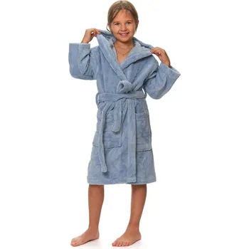 Dámský župan Interkontakt Dětský župan s kapucí Fog Blue 4 roky