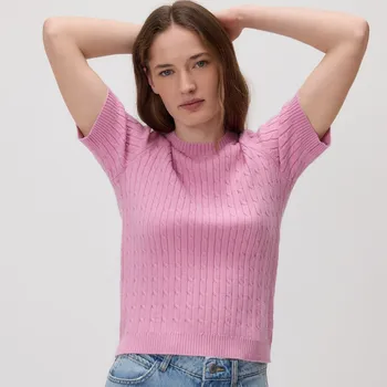 Dámský svetr Reserved - Svetr ze strukturovaného úpletu - růžová - 604IN-30X - 604IN-30X-M