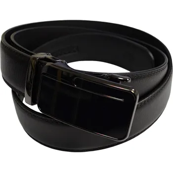 Spona na kravatu Pánský kožený opasek vzor N065 - černý - černá/120 cm