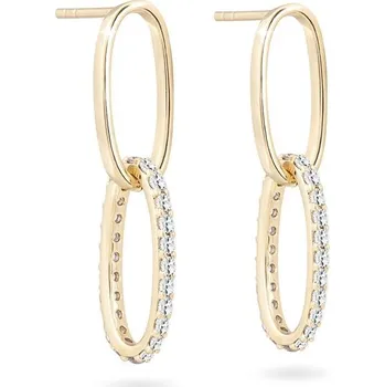 Šperk Biju Pozlacené náušnice 14K, ovál, visací se zirkony