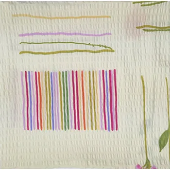 Povlečení 4sleep Dekorační krepový povlak na polštář 40 × 40 - Květy a pruhy krémové