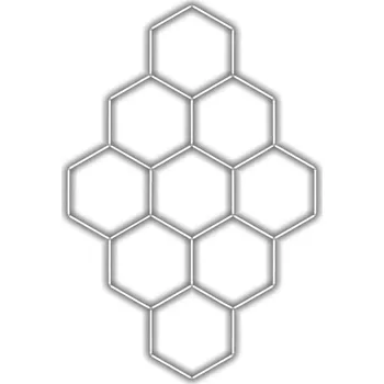 LED osvětlení Escape6 Kompletní LED hexagonové svítidlo bílé 6500 K, rozměr 9 elementů 246 × 386 cm