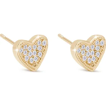 Náušnice Biju Pozlacené náušnice 14K srdíčko se zirkony 1003159