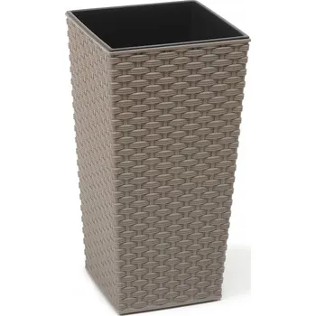 Květináč LAMELA Květináč FINEZIA ECO WOOD RATTAN 25 x 25 cm, výška 46.5 cm, šedý