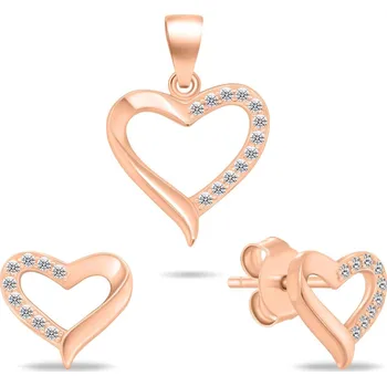 Oblečení a móda Brilio Silver Růžově pozlacený set šperků Srdce SET270R (přívěsek, náušnice) (Ag925/1000, 2,28 g)