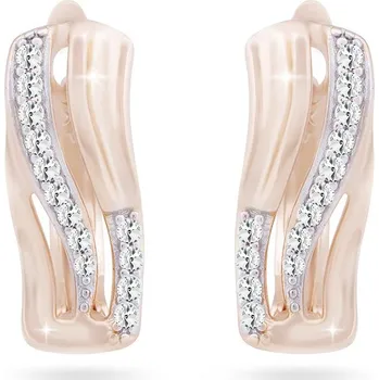 Šperk Biju Pozlacené náušnice 18K geometrický tvar, ozdobený pásy zirkonů 1002165