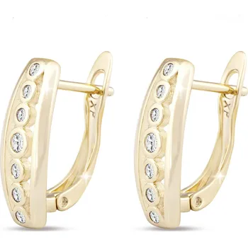 Šperk Biju Pozlacené náušnice 14K, ozdobené kolečky se zirkony 1002217