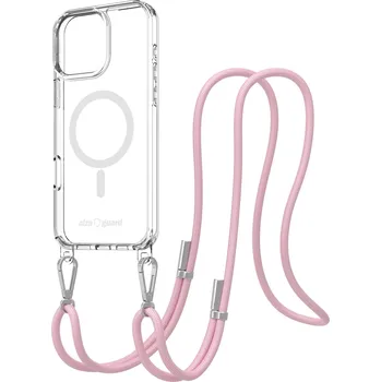 Pouzdro na mobilní telefon AlzaGuard Luxe Detach Lanyard Case Compatible with MagSafe for iPhone 16 Pro Max růžový