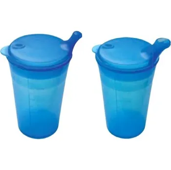 Sundo Hrnek se dvěma víčky s krátkými náustky, nápoje, pokrmy, 250 ml, modrá