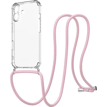 Pouzdro na mobilní telefon AlzaGuard Luxe Lanyard Case pro iPhone 16 růžový