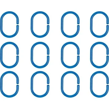 Spirella sada 12 ks kroužků na sprchové závěsy C-MINNOR, tmavě modrá, SAN plast