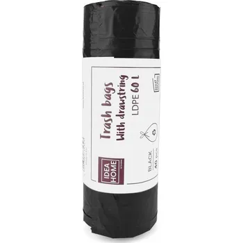 Pytle na odpadky LDPE pytle se stahovací páskou 60l ČERNÉ 40ks