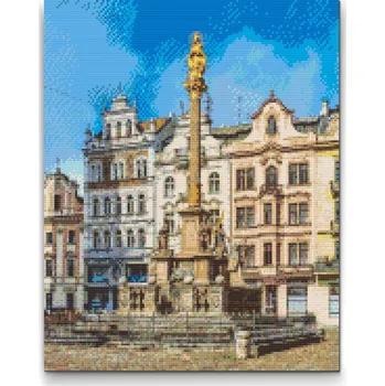 Diamantové malování Painting Queens Diamantové malování Mariánský sloup v Plzni, 80 × 100 cm, s rámem, hranaté