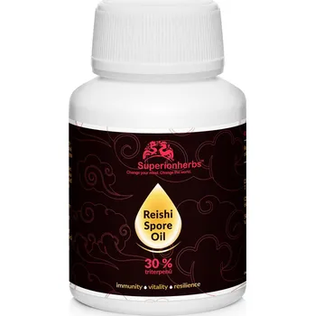 Zdraví Superionherbs Ganoderma, Duanwood Red Reishi, Spórový olej 30 % Triterpenů, 60 tobolek