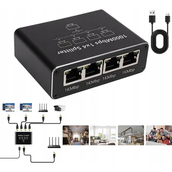 Switch Adaptér rozbočovač mini Switch splitter LAN Ethernet RJ45 4xRJ45 1000M 1GB