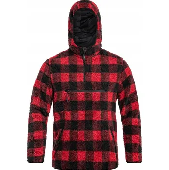 Pánská mikina Fleecová Mikina Mikina fleecová Brandit Teddyfleece Worker Pullover Červeno-černá XXL