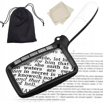 Lupa RUČNÍ LUPA 3X SKLO S LED PODSVÍCENÍM PRO ČTENÍ, 2 REŽIMY