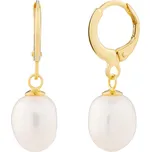 Preciosa Stříbrné náušnice Pearl Heart s říční perlou Preciosa, pozlacené