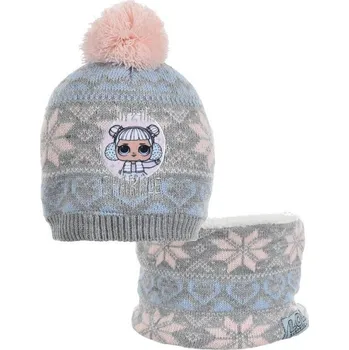 Pokrývka hlavy LOL - souprava čepice a nákrčník, šedá, 52