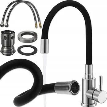 Vodovodní baterie Kuchyňská stojánková baterie s flexibilní černou hubicí pro dřez