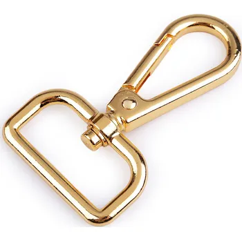 Kovová karabina otočná, průvlek 30 mm, velké, 3 zlatá klasik