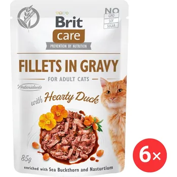 Krmivo pro kočku Brit Care Cat Fillets in Gravy with Hearty Duck 6 × 85 g
