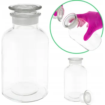 Láhev Skleněná láhev na reagencie se skleněnou zátkou 1000 ml, široké hrdlo, standardní