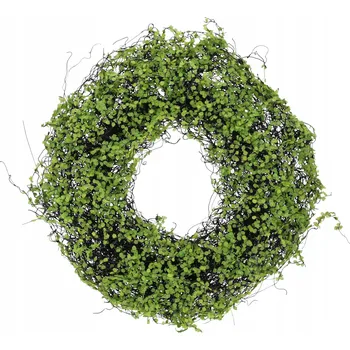 Věnec Zelený věnec na dveře, zeď, svatební, hrob, podzimní věnec 40 cm